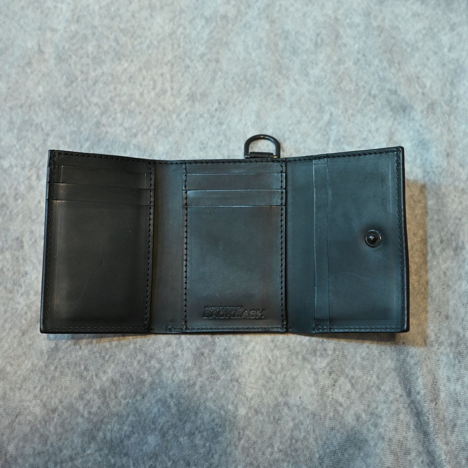 GUIDI カーフ 三つ折りウォレット （BLACK）｜345-38