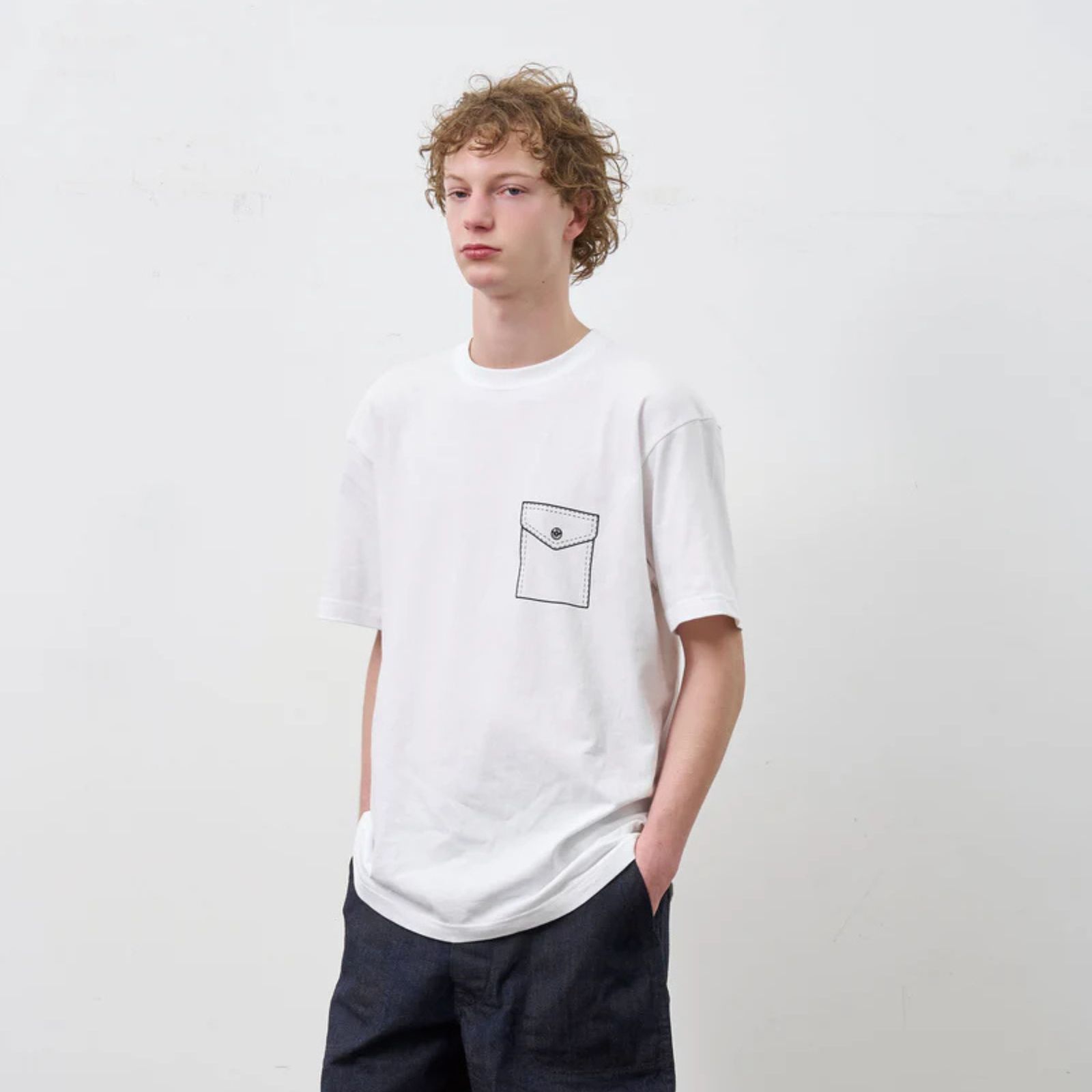 Y1935 FAKE POCKET TEE （WHITE）｜ フェイクポケット プリント Tシャツ （ホワイト） 602-261-16