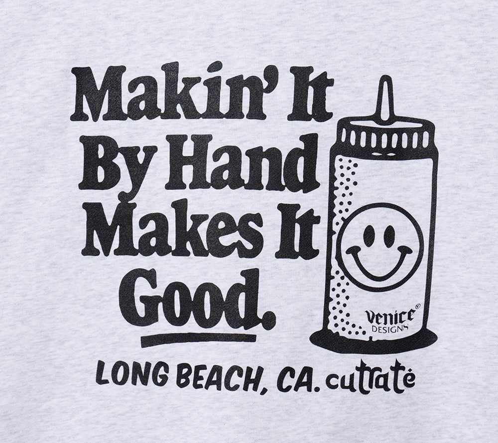×VENICE8 COFFEE HOUSE SMILEY FACE DISPENSER DROP CREW NECK SWEAT (GRY) / ドロップショルダー クルーネック スウェット