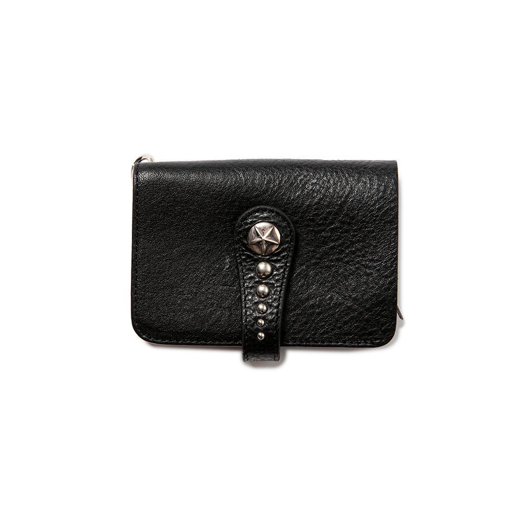 CALEE - Silver star concho strap leather wallet (Black) / シルバー 