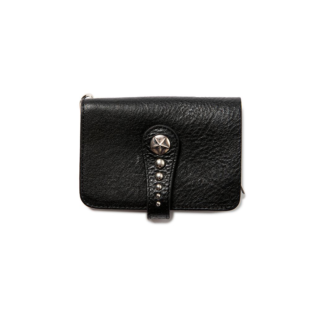 CALEE - Silver star concho strap leather wallet (Black) / シルバー