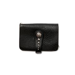 Silver star concho strap leather wallet (Black) / シルバー スターコンチョ ストラップ レザーウォレット 二つ折り財布