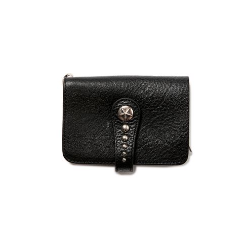 Silver star concho strap leather wallet (Black) / シルバー スターコンチョ ストラップ レザーウォレット 二つ折り財布