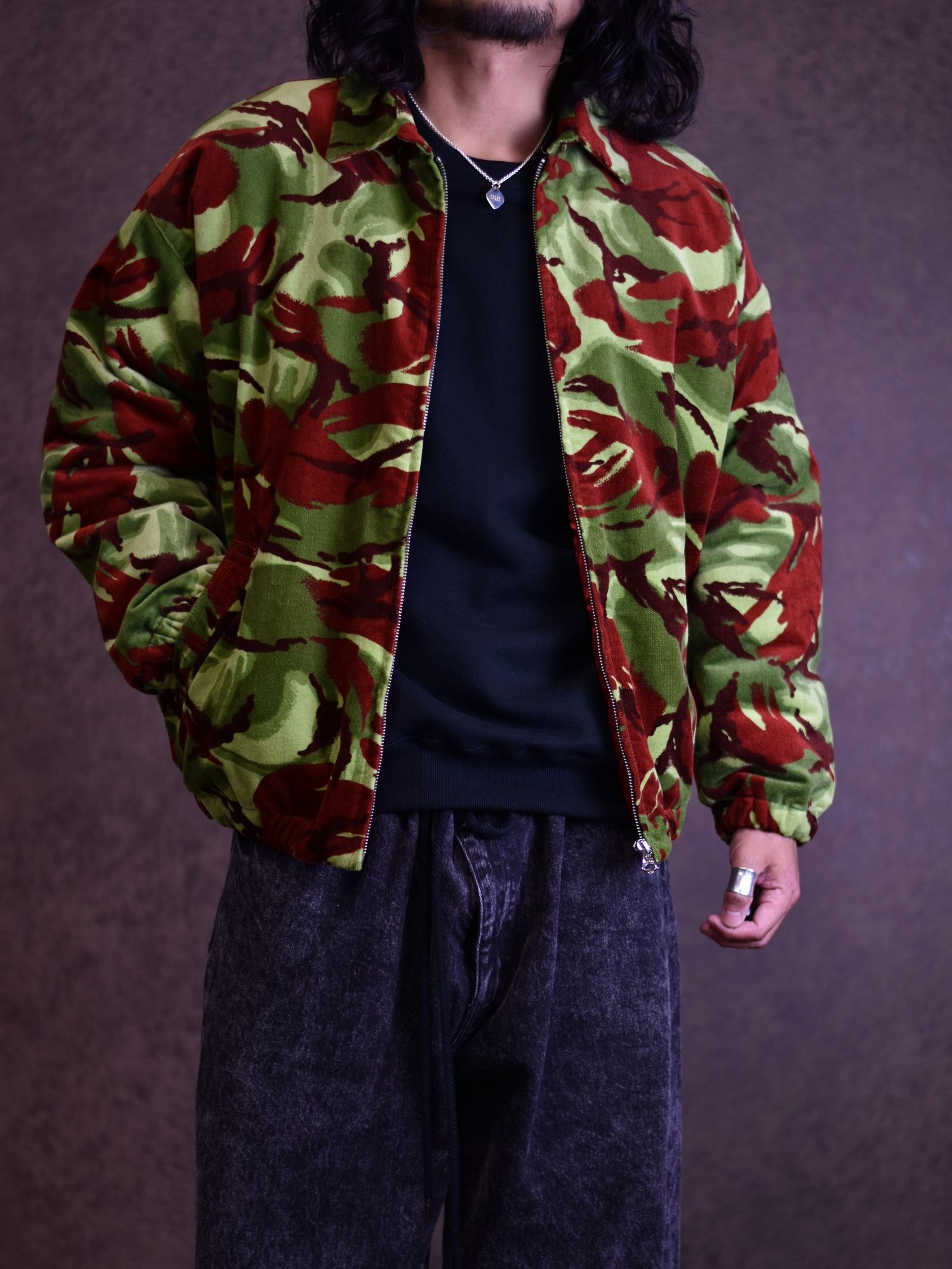 CALEE - British camouflage pattern corduroy harrington jacket