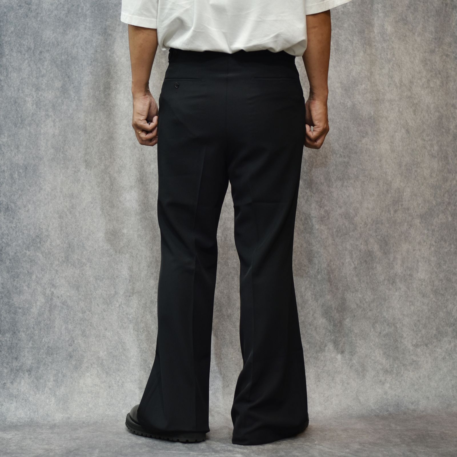 Viscose Twill Flare Trousers "BRASCO" (BLACK) / フレアパンツ