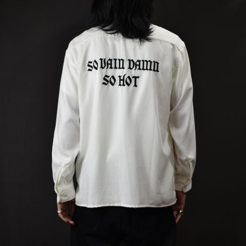 EMBROIDERY OPEN COLLAR L/S SH (WHITE) / オープンカラー 長袖シャツ