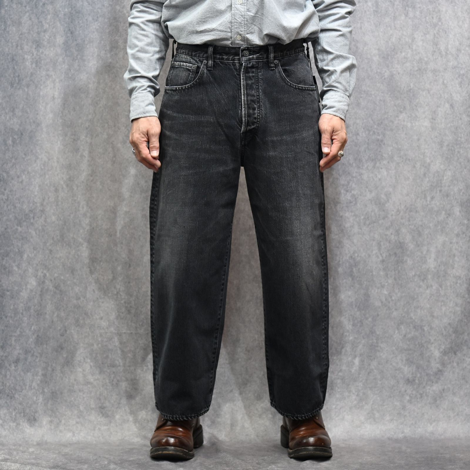 S.Wide Straight Cropped 5pocket USD （BKU）｜クロップド デニムパンツ （ブラック）｜2603-1002