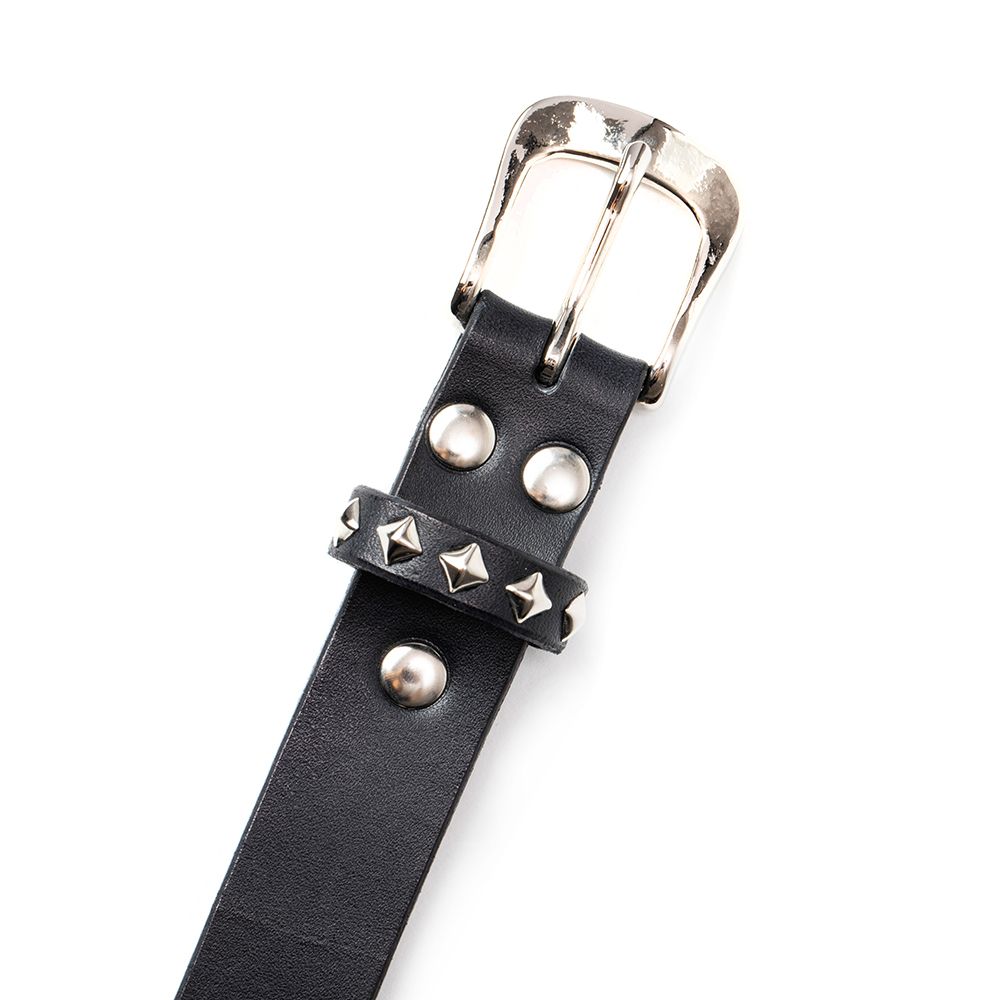CALEE - Studs leather narrow belt (Black) / スタッズ ナローベルト