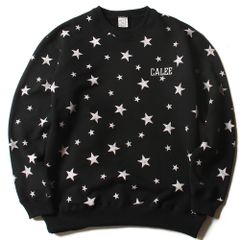 Allover star pattern L/S sweat (Black.Pink) / 星総柄 クルーネック スウェット