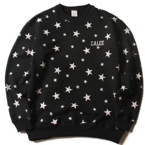 Allover star pattern L/S sweat (Black.Pink) / 星総柄 クルーネック スウェット