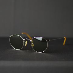 VINTAGE TYPE CIRCLE METAL GLASSES (SILVER / GREEN) / ヴィンテージタイプ サークルメタル サングラス