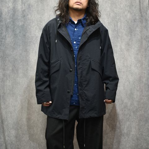 NYLON OX HOODED MODS COAT (BLACK)｜ナイロン オックスフォード モッズコート｜CL-26AWJKT003EX