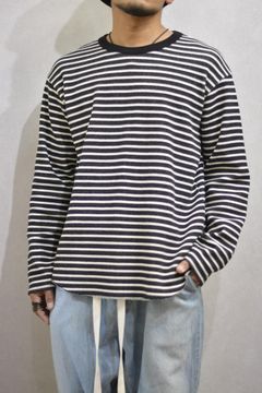 コットンハニカム ボーダー ロングスリーブカットソー