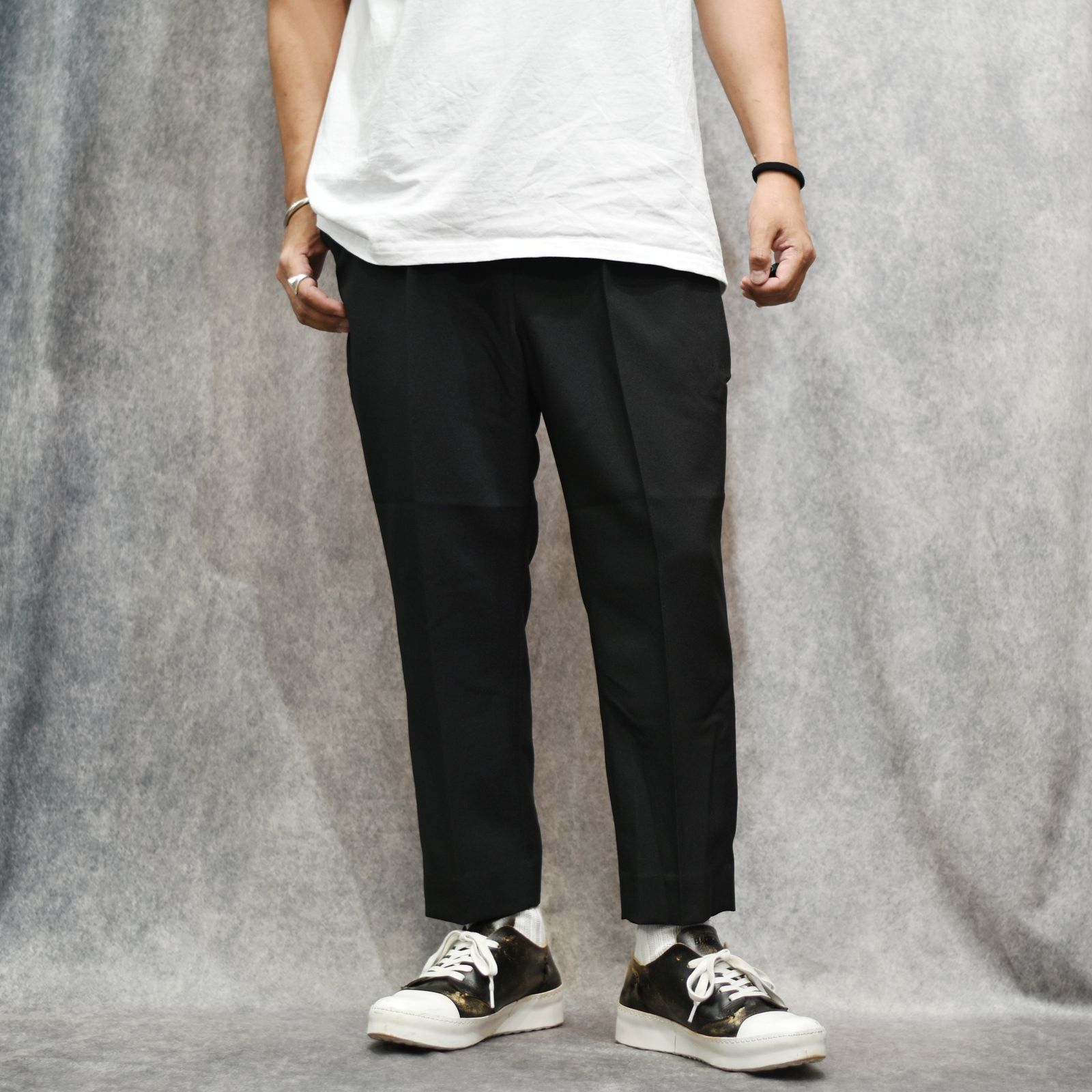 VINTAGE TYPE CROPPED SLACKS (BLACK)｜クロップド スラックス｜CL-26SS055