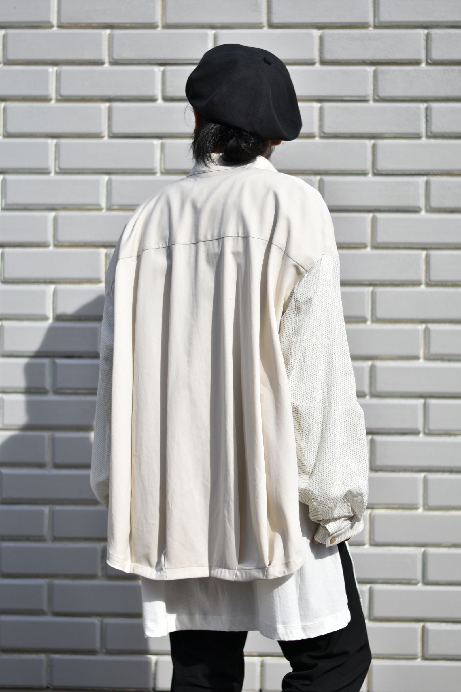 スタンドカラー ルーズシャツ / LB21SS-SH02-CP (ECUR×PIN BORDER)