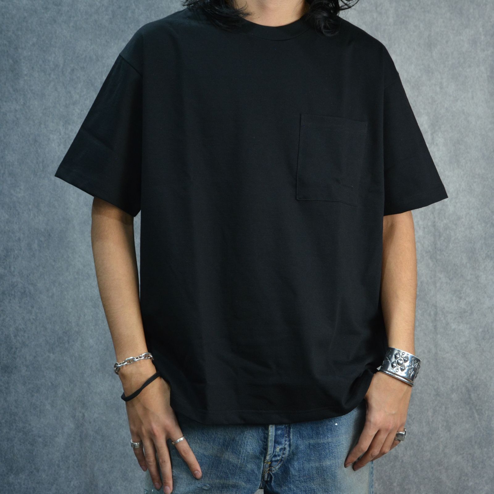 MINEDENIM - Standard Crewneck T-SH （BLK） / ポケット T