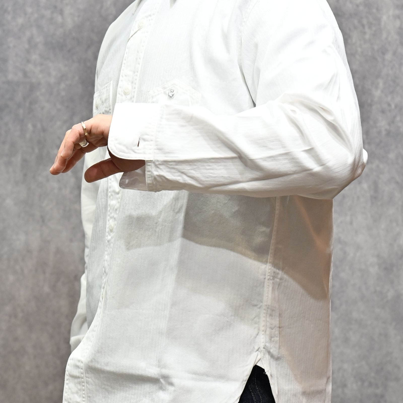 Y1943 L/W HBT SHIRT （WHITE）｜ヘリンボーンシャツ （ホワイト）