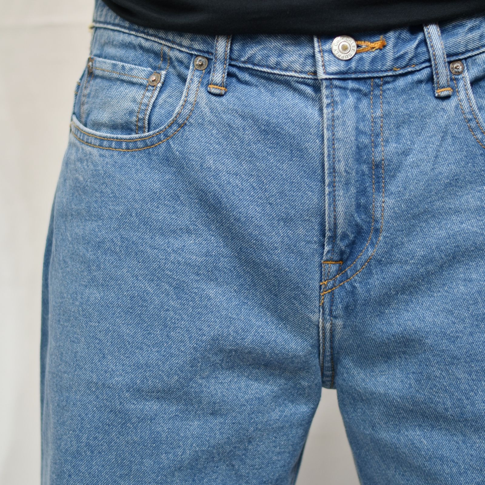 CALEE - 11OZ CROPPED DENIM PANTS (USED INDIGO BLUE) | chord