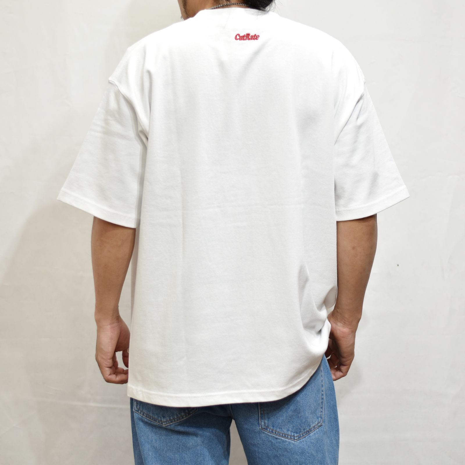 CUTRATE CLASSIC LOCAL LOGO HEAVY WEIGHT DROPSHOULDER S/S -T-SHIRT (WHITE)