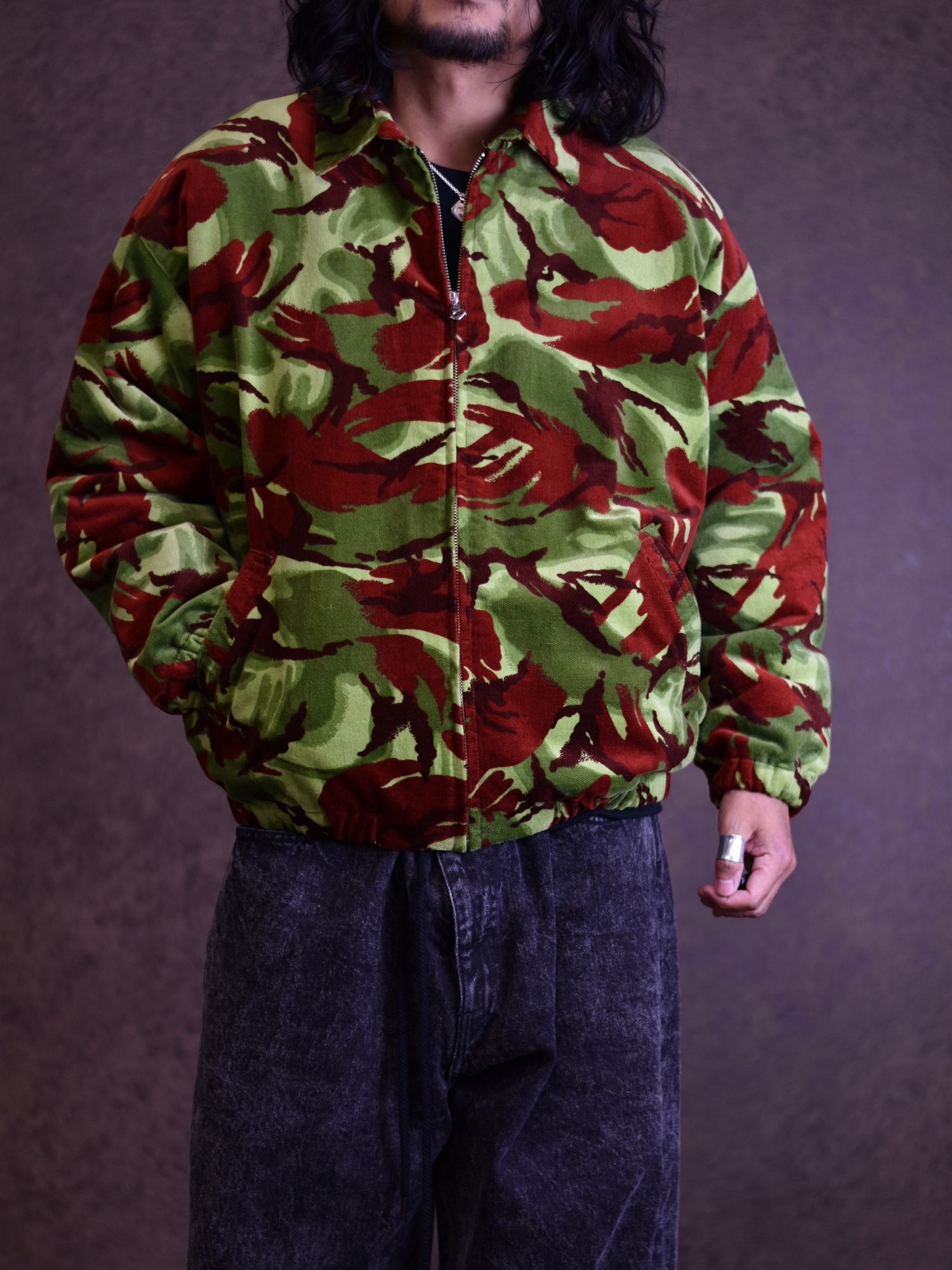 CALEE - British camouflage pattern corduroy harrington jacket