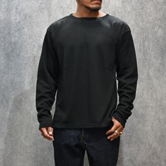 A.Wool Border Boatneck L/S T-SH （BLK）｜ボートネック ロンT｜2509-4001