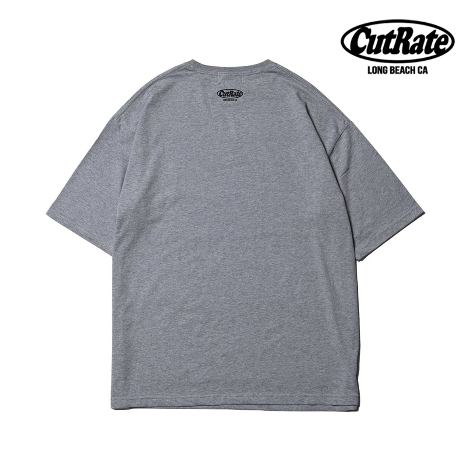 CUTRATE LONG BEACH CA LOGO DROP SHOULDER S/S -T-SHIRT (MIX GRAY) / ドロップショルダー プリントTシャツ