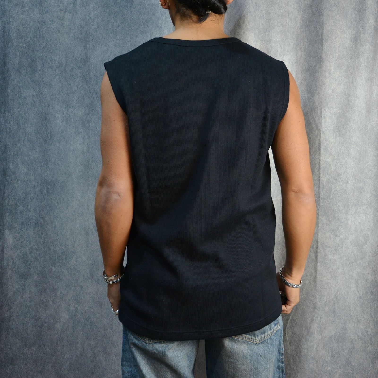 Roundneck Nosleeve Rib T-SH （BLK） / リブ ノースリーブ （ブラック）