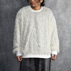 FEATHER KNIT CREWNECK SWEATER (WHT) / シャギーニット クルーネック スウェット
