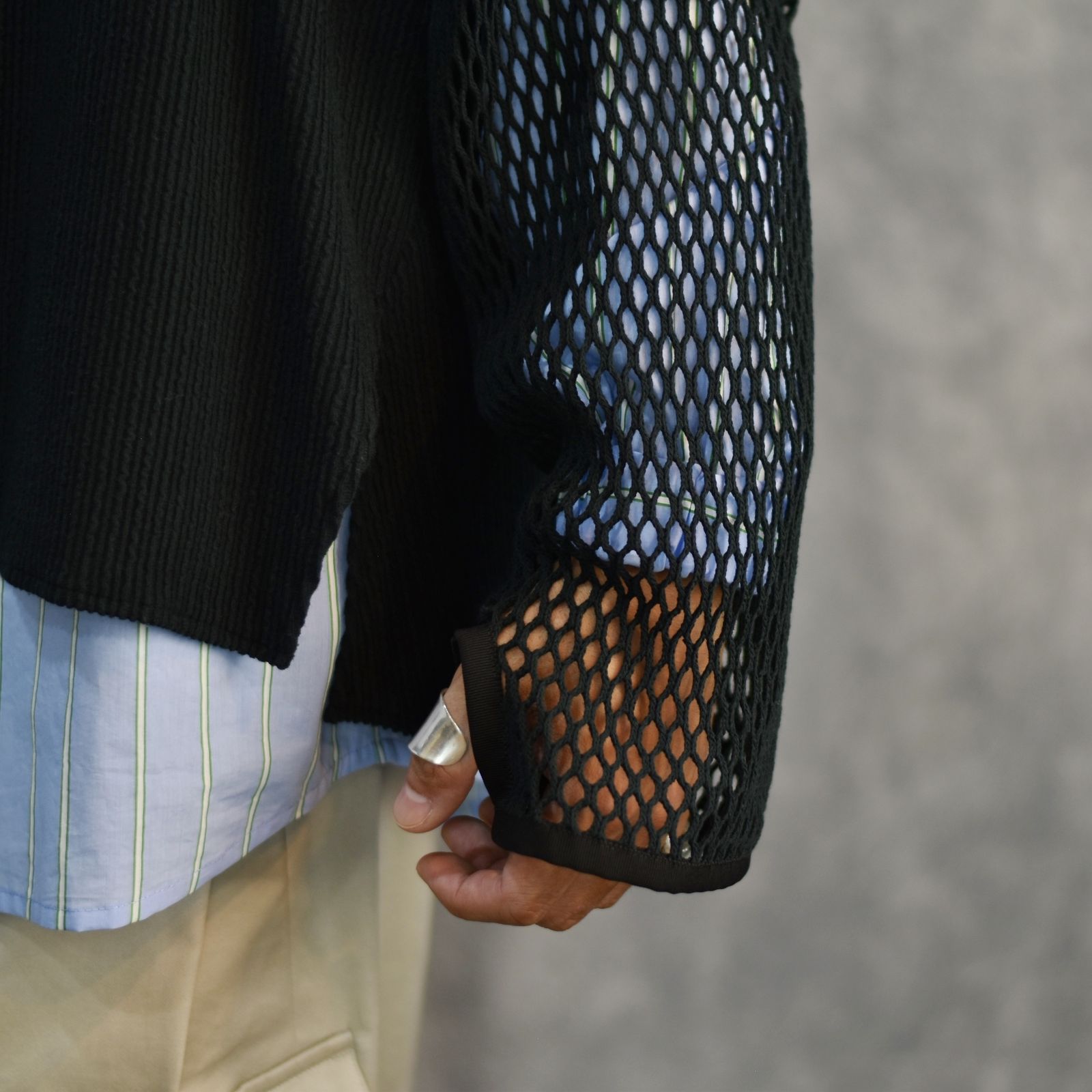 ボートネックニットソー / LB24AW-PO06-FSJ (BLACK×SAX STRIPE)