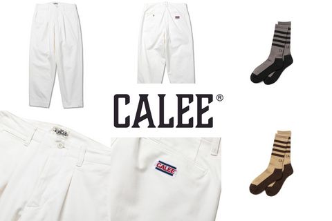 CALEE - Vintage type chino cloth tuck trousers (White 