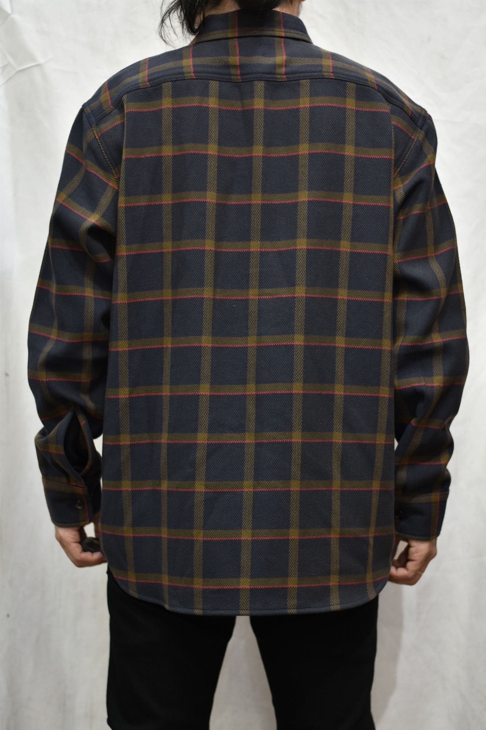 6/6 TWILL L/S CHECK SHIRT (DARK NAVY)