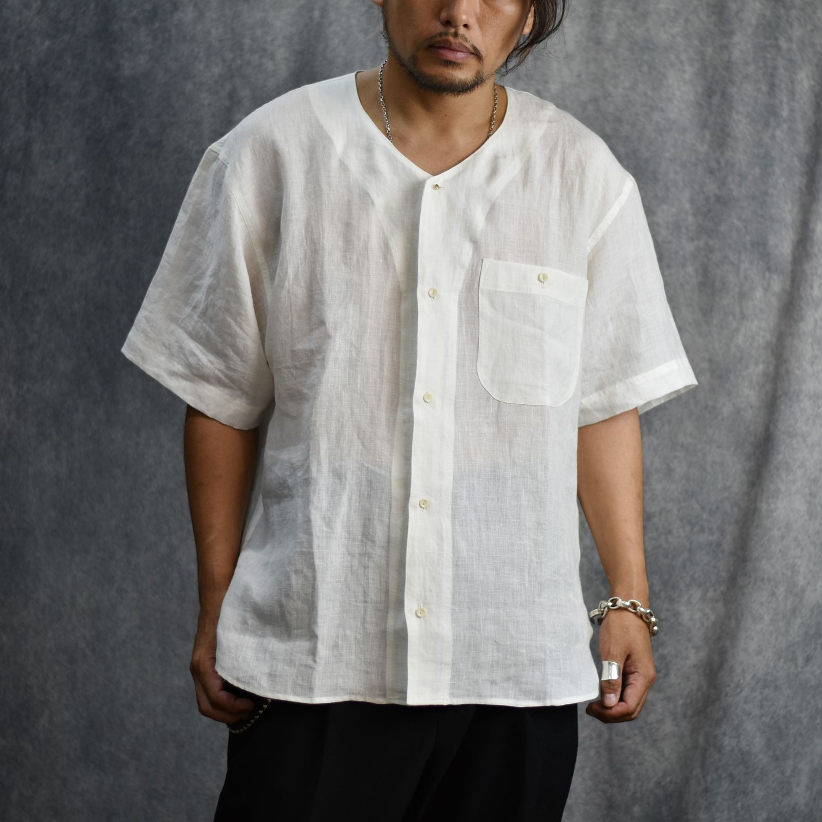 Koikuchi Shirt "HANABI" (WHITE) / 鯉口シャツ
