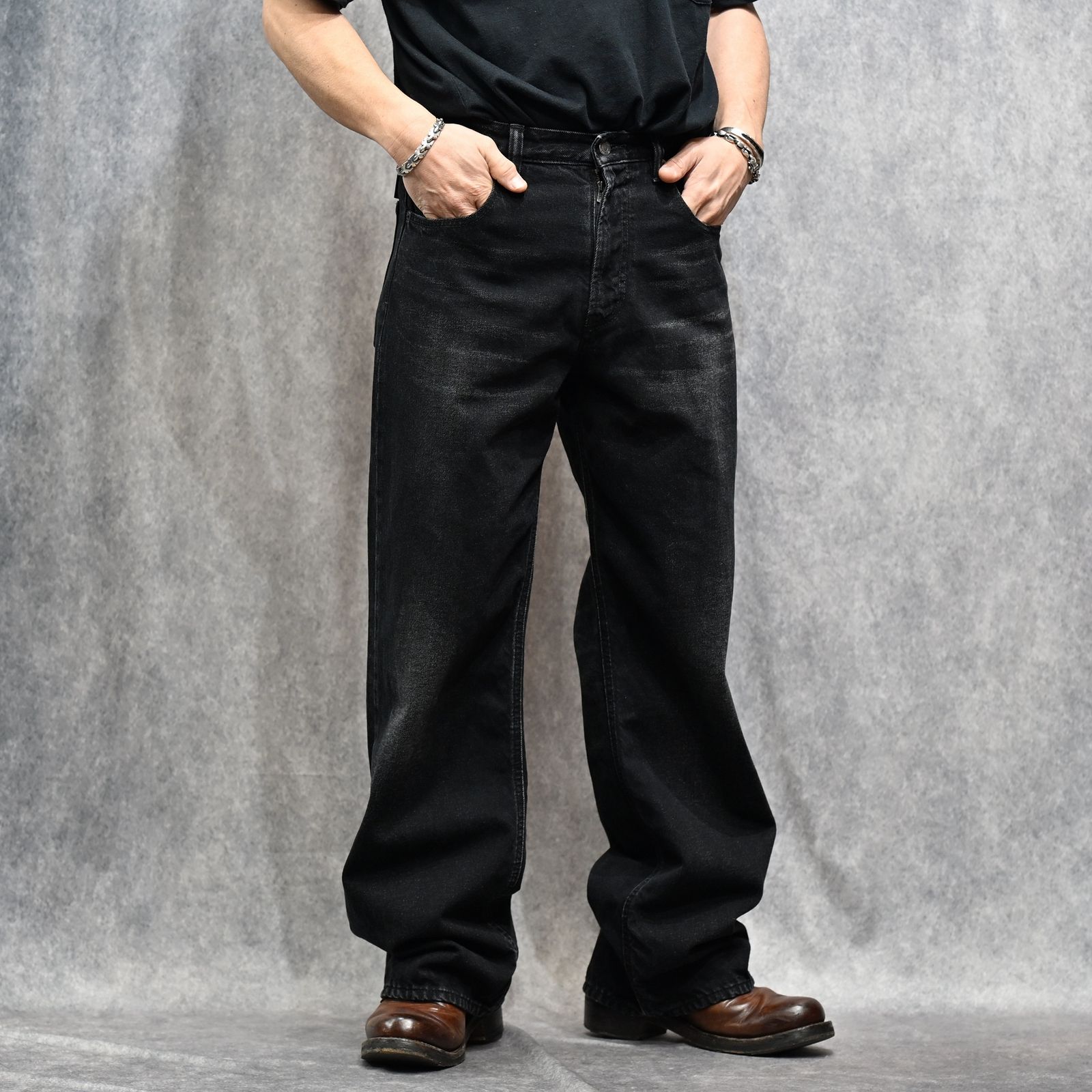 × YUKI TANAKA Wide Straight Pants （BLK） ワイドストレート デニムパンツ （ブラック）｜YT-MND-06