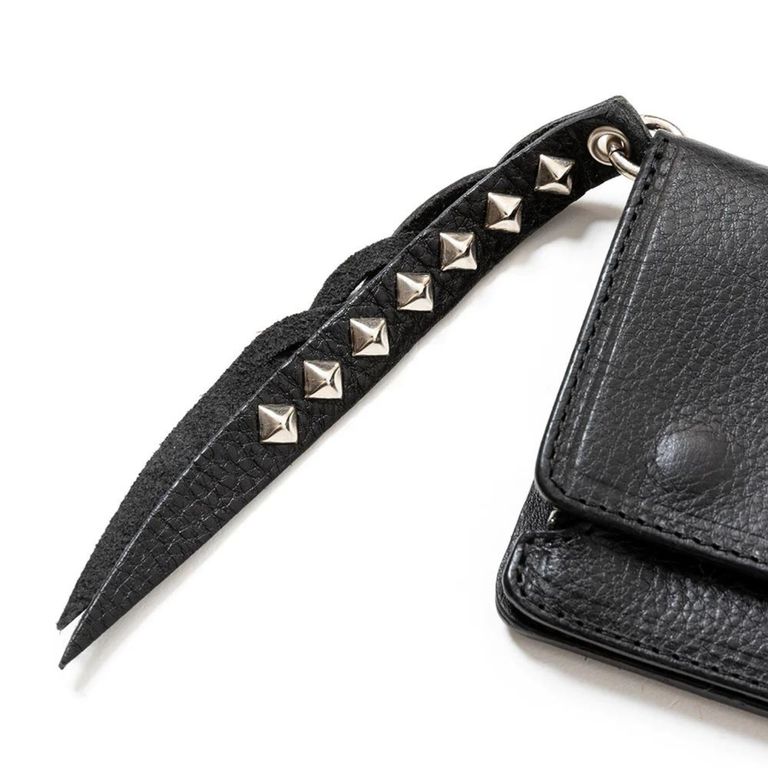 CALEE - PLANE LEATHER LONG WALLET ＜STUDS CHARM＞ (BLACK
