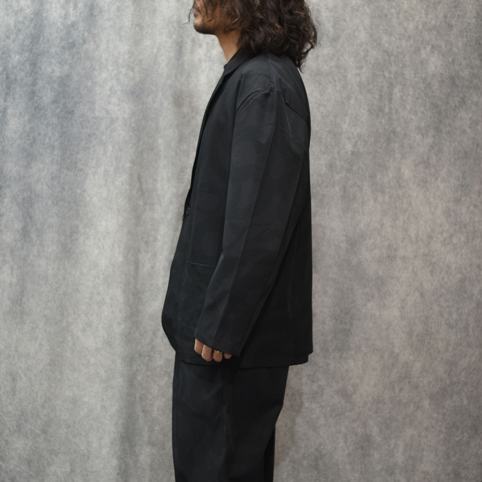 × OVYS SNAKE PATTERN NYLON T/T JACKET & PANTS (BLACK)｜× オーヴィーズ 蛇柄 ナイロン セットアップ｜ov-ls-jkpt-0001