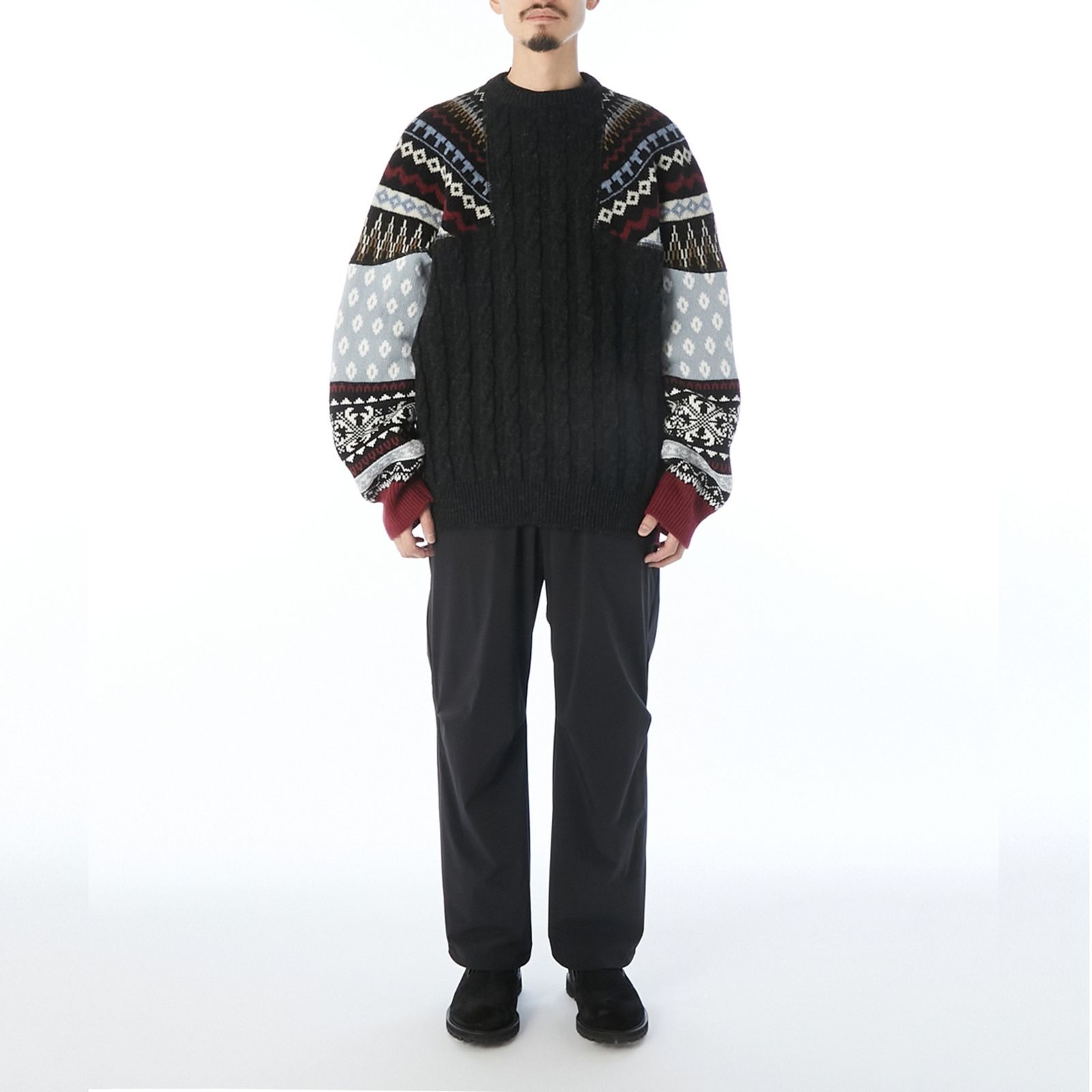 NORDIC PATTERN KNIT （CHARCOAL / チャコール） ノルディック ニット｜2262-KT20-030