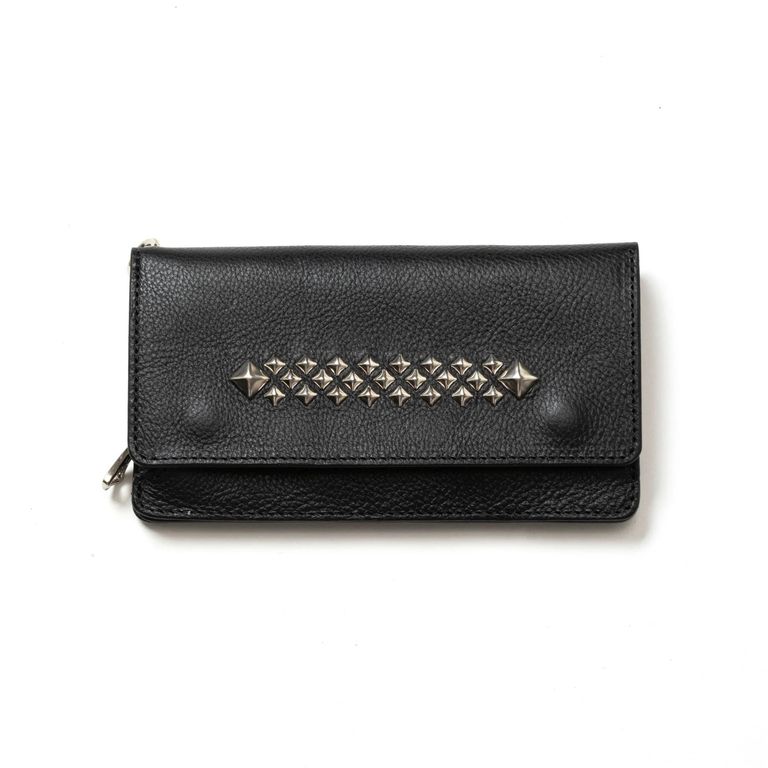 CALEE - STUDS LEATHER LONG WALLET (BLACK) / スタッズ レザー ロングウォレット 長財布 | chord  online store