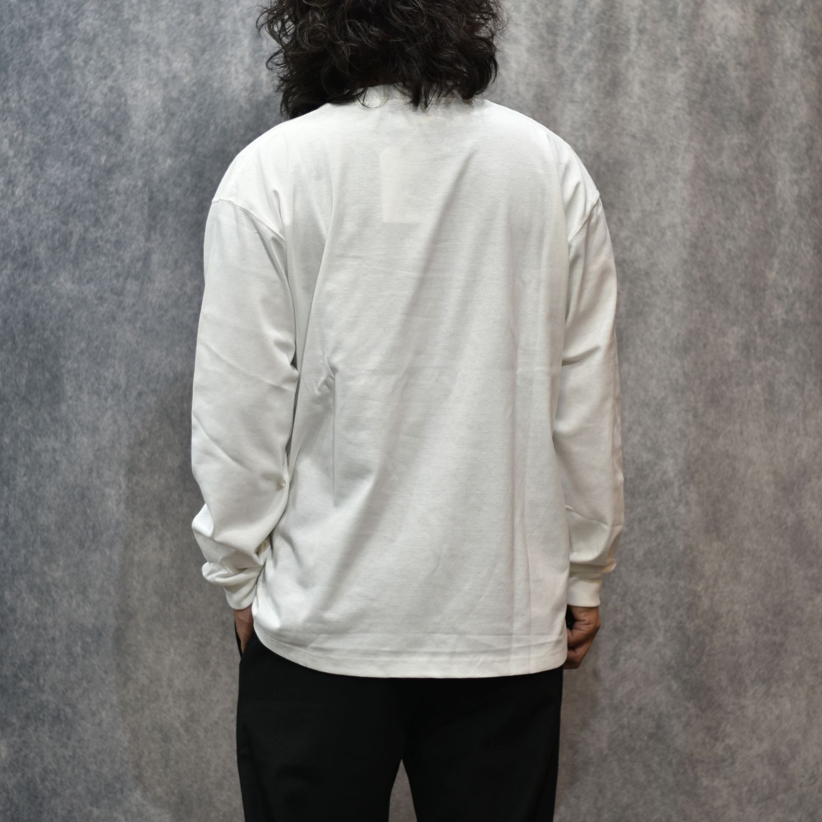 VINTAGE TYPE EMBROIDERY L/S TEE (WHITE)｜ロゴ刺繍 Tシャツ｜CL-25AW015