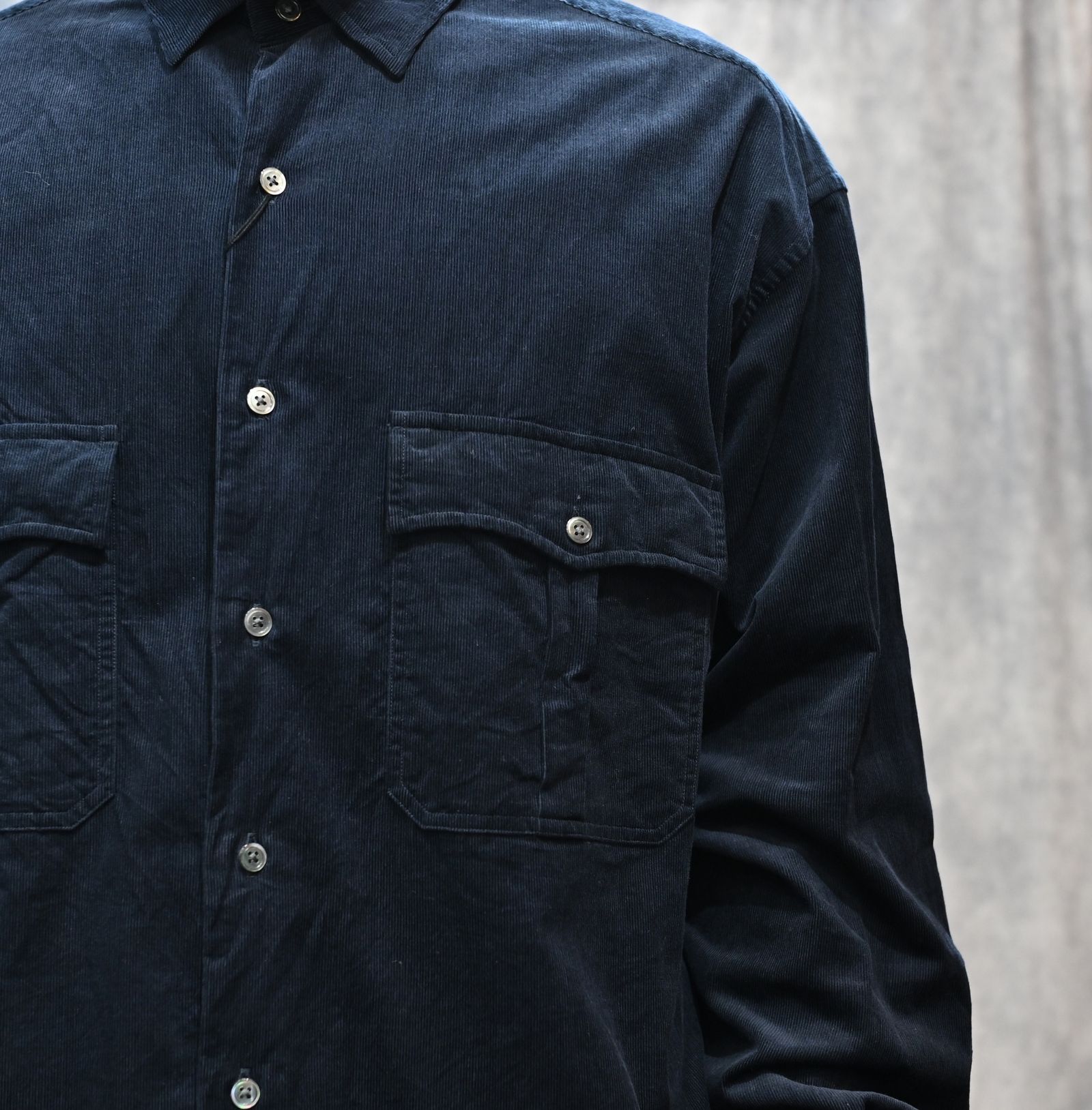 ROLL UP ORGANIC CORDUROY SHIRT (NAVY)|コーデュロイシャツ (ネイビー) PC-016-3685-41