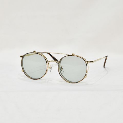 FLIP UP TYPE CIRCLE METAL GLASSES (GOLD.GREEN) / フリップアップタイプ サークルメタル グラシズ