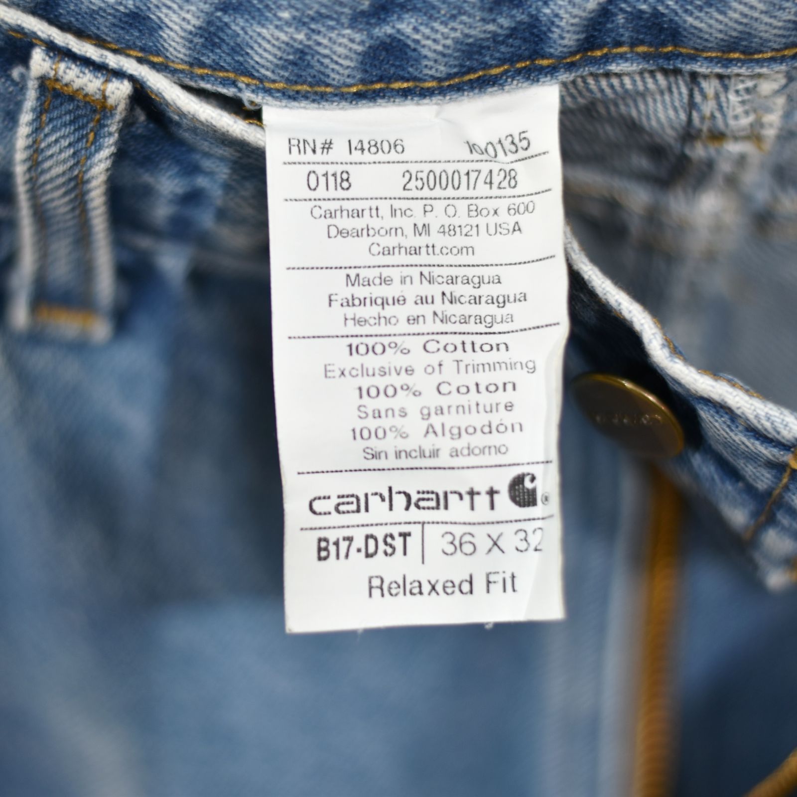 古着 10's｜Carhartt カーハート ストーンウォッシュ デニムパンツ｜36×32