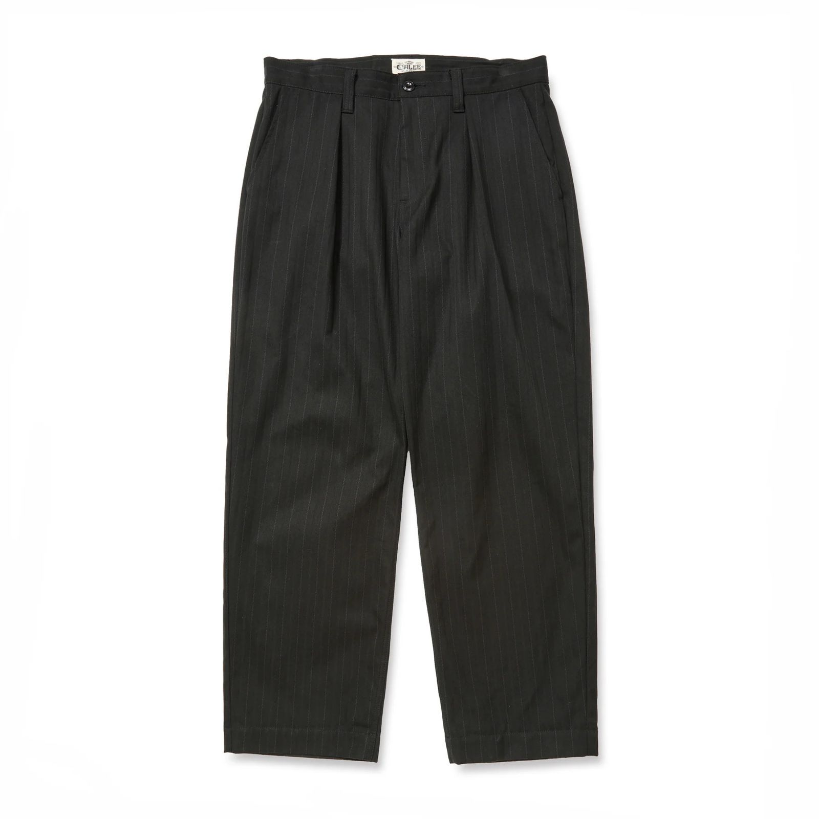 PINSTRIPE TUCK WIDE SLACKS (BLACK)｜ピンストライプタックワイドスラックス｜CL-25AW022