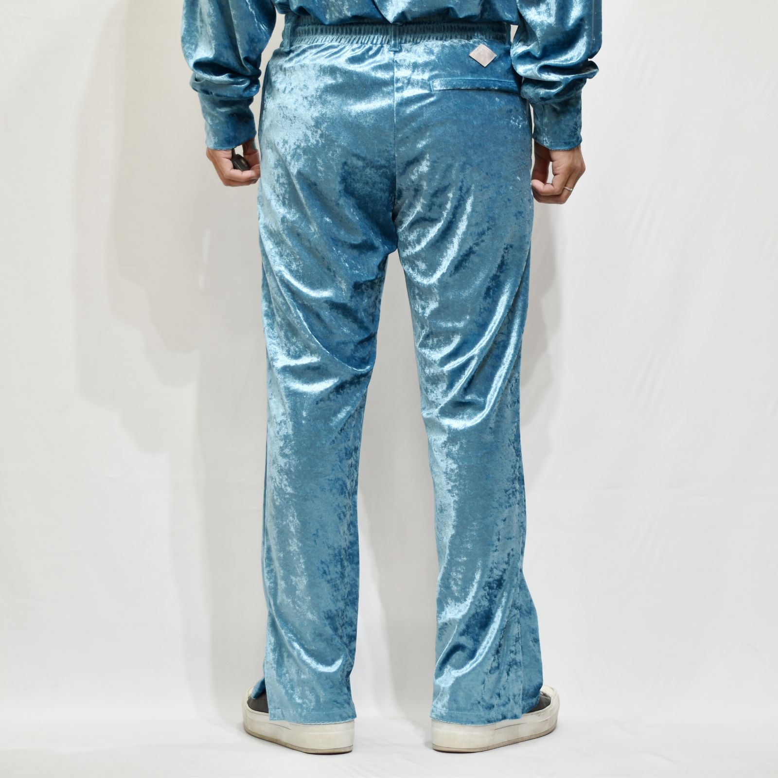 CRUSHED VELOURS JERSEY TROUSERS (BLU)