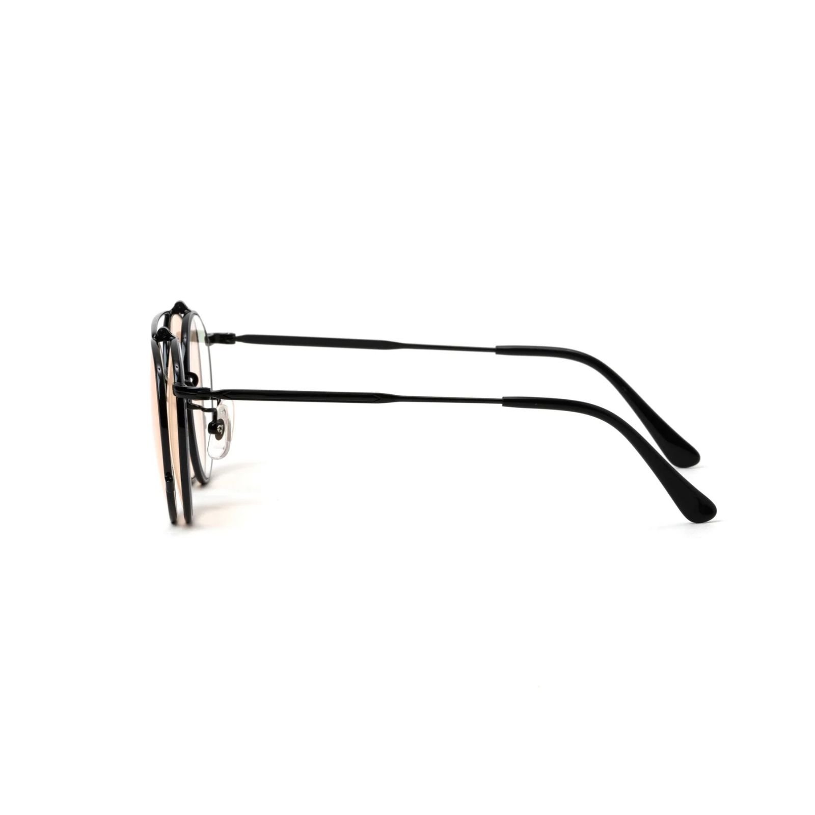 FLIP UP TYPE CIRCLE METAL GLASSES (BLACK/BROWN) / フリップアップタイプ サークルメタル サングラス