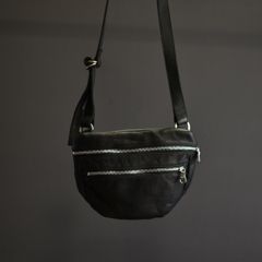ジャパンダブルショルダー フルタンニン製品染め ショルダーバッグ （BLACK）
