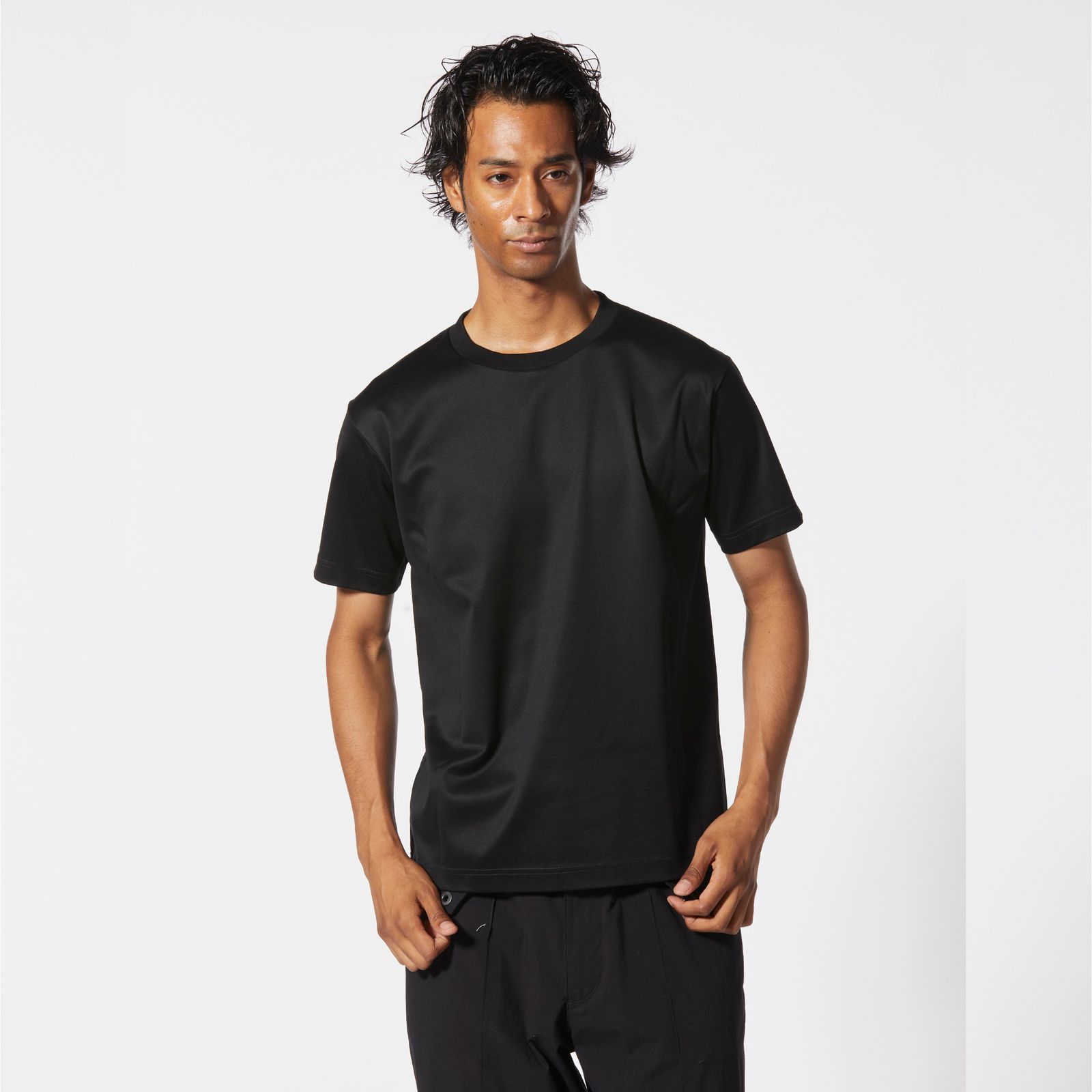 THE LINE スーピマコットン Tシャツ （BLACK） T-268