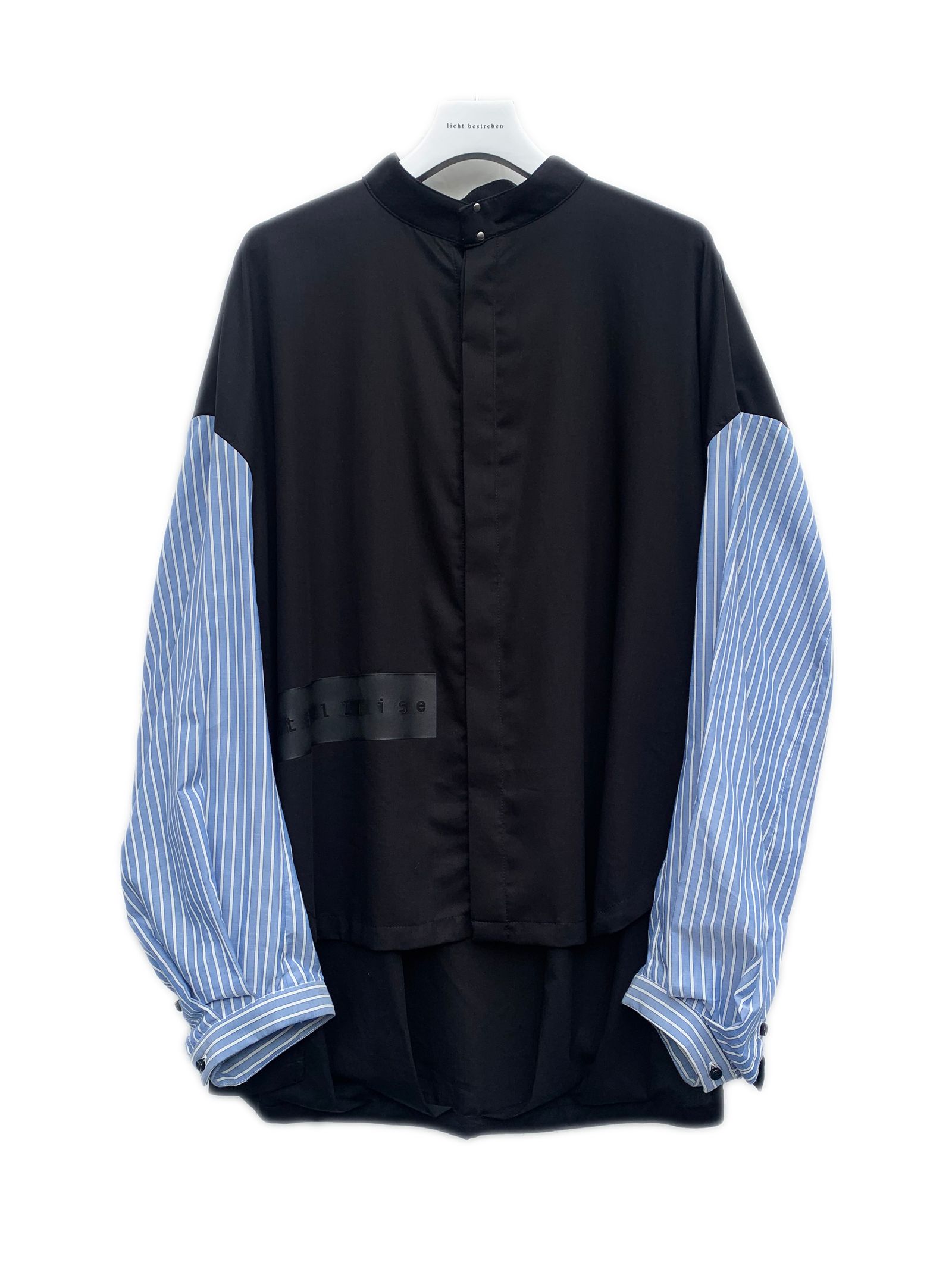 スタンドカラー ルーズシャツ / LB21SS-SH02-ST (BLACK×SAX STRIPE)