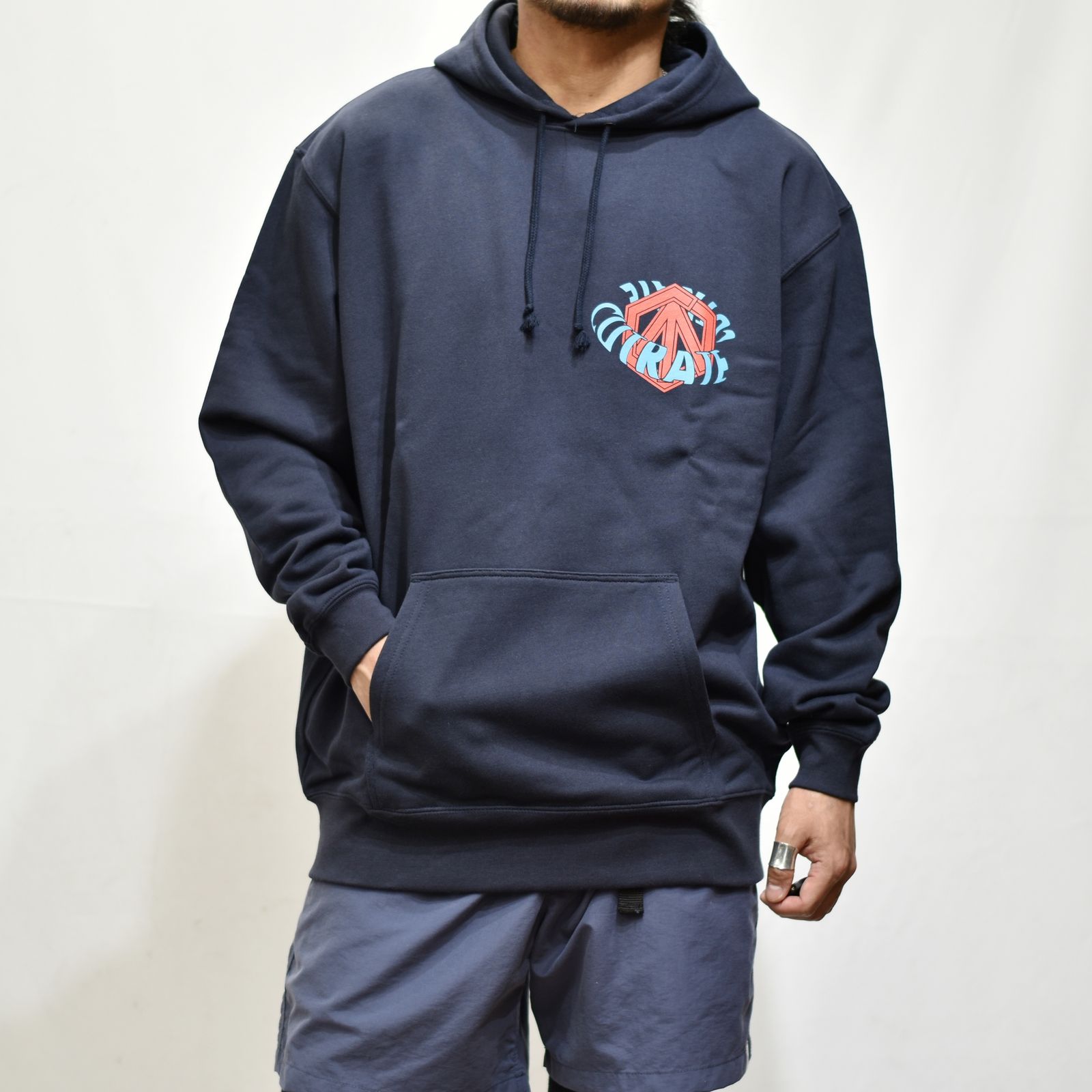 CUTRATE NS LOGO L/S PULLOVER PARKA  (NAVY)