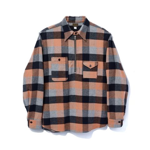 Y1936 H-ZIP FLANNEL CHECK SHIRT （ORANGE / オレンジ）｜ 602-262-03