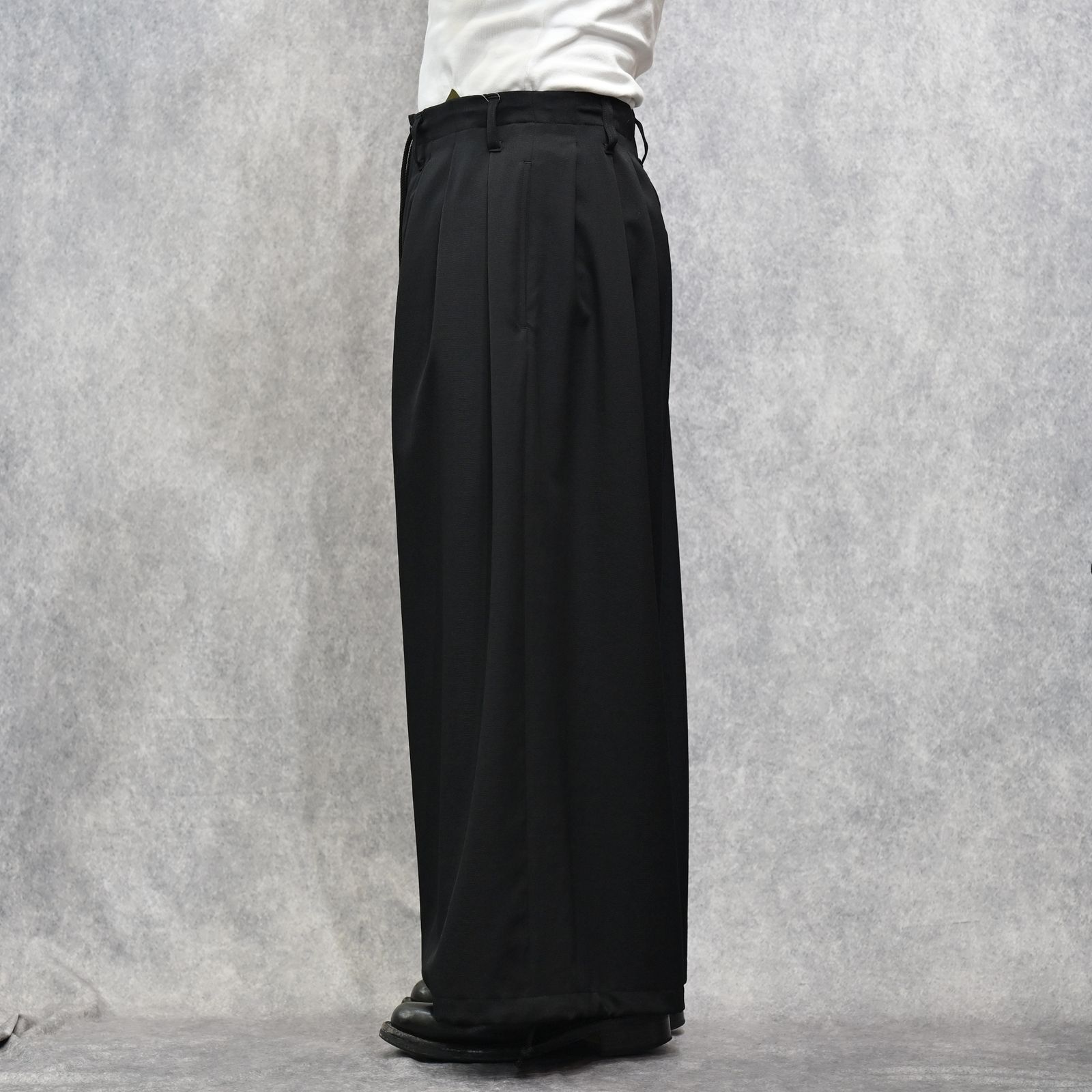 WOOL GABARDINE BALLOON PANTS  （BLACK / ブラック） 12タック バルーンパンツ｜HO-P07-100-2-02